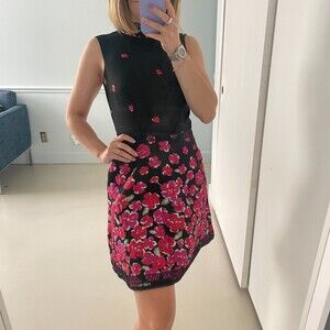 Raul Penaranda High Neck Sleeveless Floral Dress Black X-Small